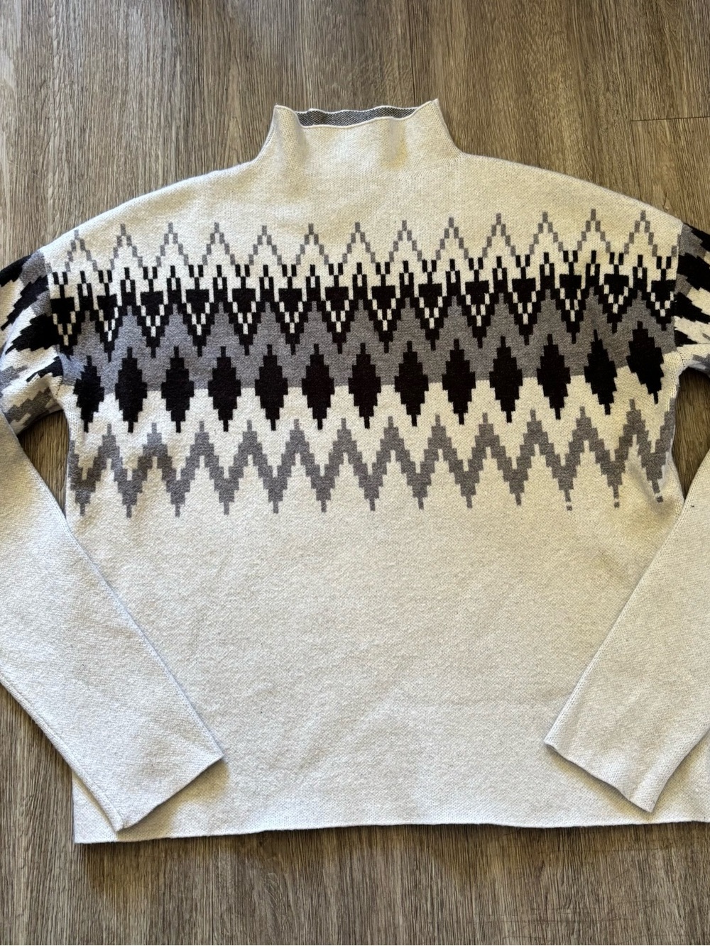 cupcakes & cashmere Cream, Black and Gray Geometric Turtleneck Sweater